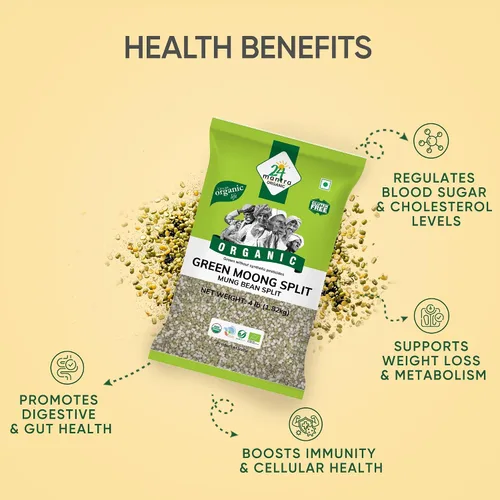 Vista 3 de 24 Mantara 24 Mantra Organic Green Moong Dal - 4 Lb, ()