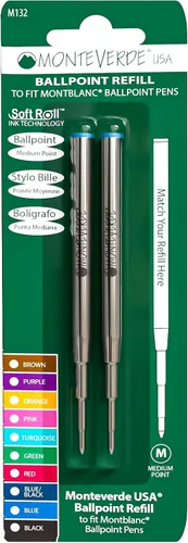 Vista 20 de Monteverde Recambio de bolígrafo para adaptarse a Montblanc, mediano, negro, paquete de 2 Recambio de bolígrafo suave y confiable hecho