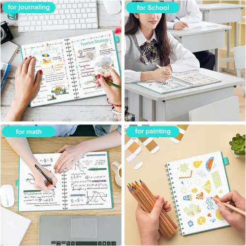 Vista 7 de AHGXG Cuaderno de papel gráfico, 300 páginas, cuaderno espiral de 8.5" x 11", cuaderno de papel de cuadrícula grande A4, papel grueso de 100 gsm