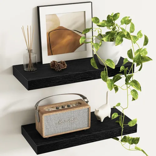 Vista 20 de Fun Memories Estantes flotantes – Estante de pared de 9.3 pulgadas de profundidad para decoración y almacenamiento – Estantería de exhibición