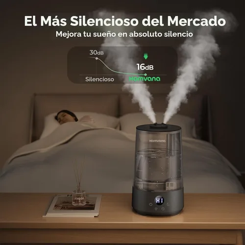 Vista 2 de Homvana Humidificadores para dormitorio y hogar, 3.6 L de llenado superior de niebla fría 34 horas de tiempo súper largo, silencioso 23 dB