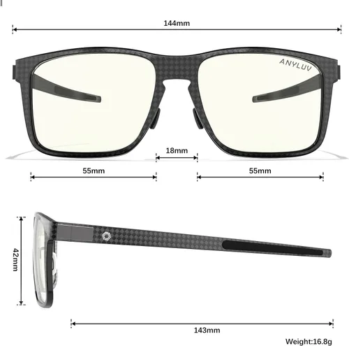 Vista 5 de ANYLUV Gafas de luz azul para hombre, lentes de bloqueo de luz azul: gafas ligeras de luz azul para hombres, marcos de fibra de carbono, regalo