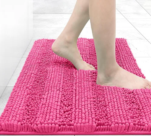 Vista 268 de Grandaily Alfombras de baño de felpilla a rayas de 24 x 16 pulgadas, extra gruesas y suaves, absorbentes, parte trasera de goma, alfombra de ducha