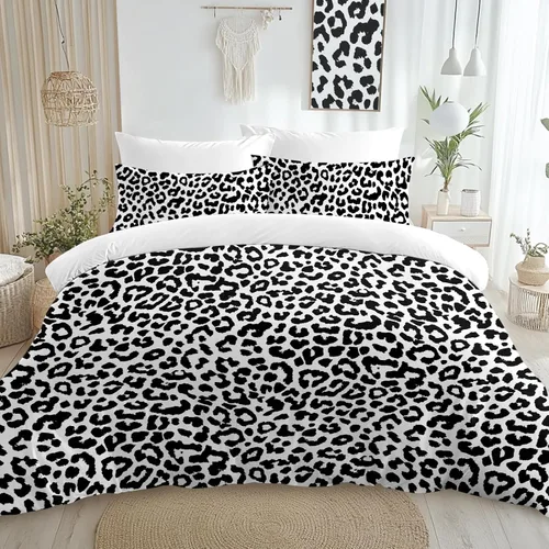 Vista 9 de Juego de funda de edredón con estampado de leopardo, tamaño King, suave, de lujo, suave, con guepardo, para niñas, estilo moderno, bohemio