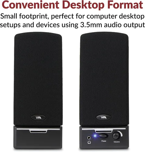 Vista 2 de Cyber Acoustics Altavoces de computadora CA-2014, sonido estéreo completo, controles convenientes, configuración fácil