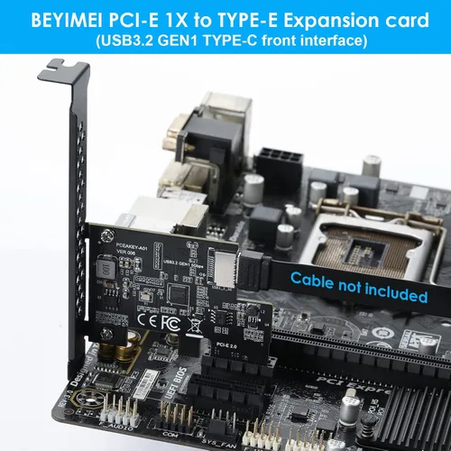 Vista 6 de Tarjeta de expansión PCI-E 1X a USB 3.2 GEN1 5Gbps Type-E A-Key, interfaz de panel frontal Type-C para PC de escritorio (ASM1042A)