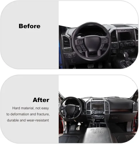 Vista 5 de Para Ford F150 2015-2020 consola central decoración interior kits para Ford F150 2015-2020 (11 unidades/juego, fibra de carbono negro)
