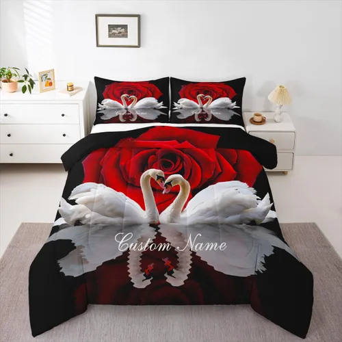 Vista 23 de Juego de ropa de cama personalizado con lentejuelas negras y doradas, tamaño individual, edredón de corazón dorado con purpurina para mujeres