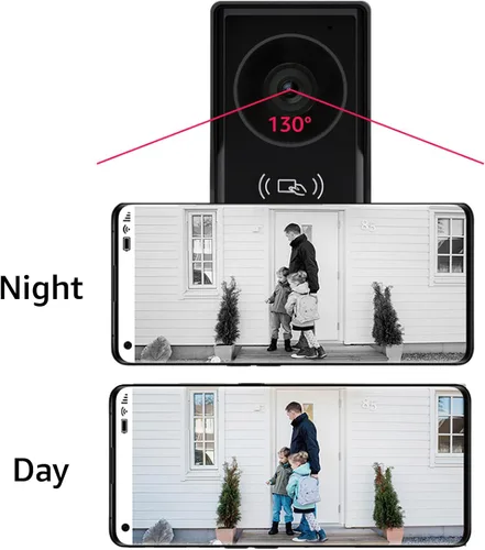 Vista 7 de Timbre de video de 1080p con sistema de monitor, portero de video WiFi 1080FHD cámara de metal, 7 pulgadas dos monitores con tarjeta de 32 GB