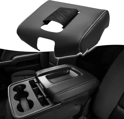 Vista 9 de KBH Funda de reemplazo para consola central de auto para Chevy Chevrolet Silverado y GMC Sierra 1500 2500 3500 2014-2018, funda de reposabrazos
