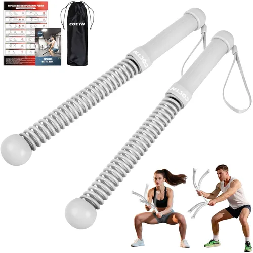 Vista 9 de Cordless Battle Rope for Home Gym, Heavy Duty Portable with Poster Negro