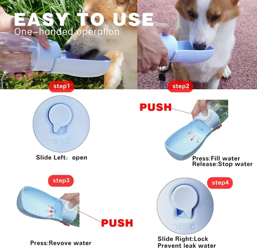 Vista 4 de Botella de agua plegable para perros, dispensador de agua portátil para gatos, conejos, cachorros y animales pequeños, el regalo perfecto