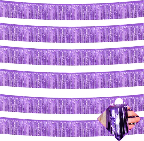 Vista 26 de Paquete de 6 Guirnaldas de Flecos de Papel Aluminio de 10 Pies, Serpentinas Metálicas de Oropel, Pancarta Colgante de Pared, Telón de Fondo