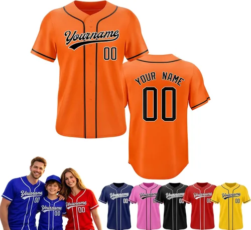 Vista 4 de Camiseta de béisbol personalizada, nombre del equipo, número de equipo, logotipo, camisetas impresas cosidas, uniformes deportivos, regalos