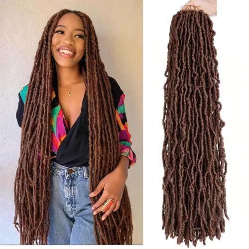 Vista 12 de 6 Paquetes Soft Locs Cabello de Ganchillo Pre Looped Faux Locs Trenzas de Ganchillo Goddess Locs Dreadlocs Cabello Sintético Para Mujeres Negras 1b