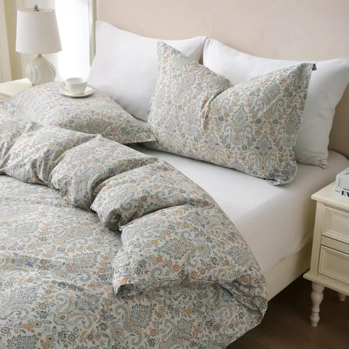 Vista 127 de ABREEZE Juego de funda de edredón tamaño individual con cierre de botón, 100% algodón egipcio, juego de ropa de cama floral de granja, color rosa, 3