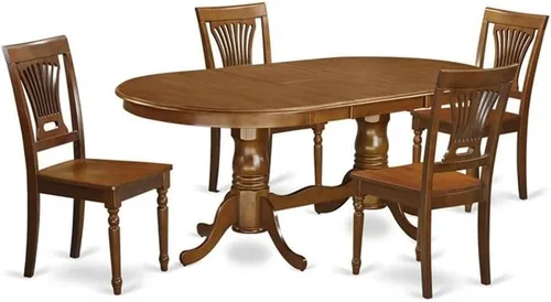 Vista 14 de East West Furniture PLAI5-BLK-W - Juego de comedor de 5 piezas para 4 personas, incluye una mesa de comedor ovalada con hojas de mariposa y 4 sillas