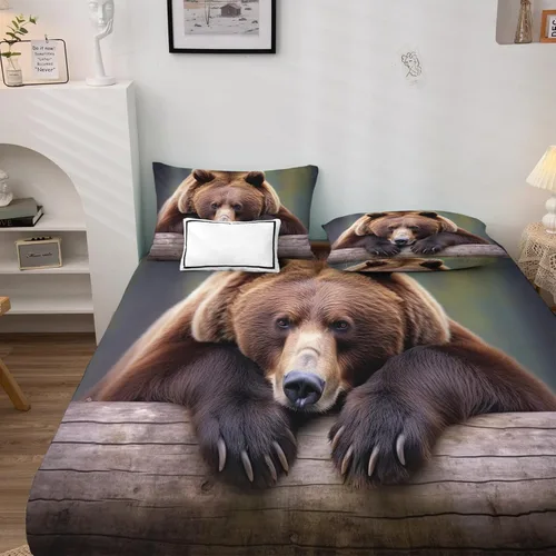 Vista 3 de Bear Sheets tamaño individual – Sábanas de microfibra suave y bolsillo profundo y sábanas con patrón sin arrugas, 3 piezas