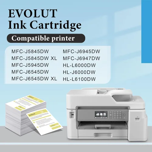 Vista 2 de EVOLUT - Cartuchos de tinta compatibles con Brother LC3037 (negro, cian, magenta y amarillo, paquete de 4)