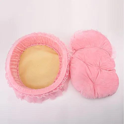 Vista 4 de WYSBAOSHU - Cama para mascotas con encaje y diseño de princesa, cama para perros y gatos Rosa