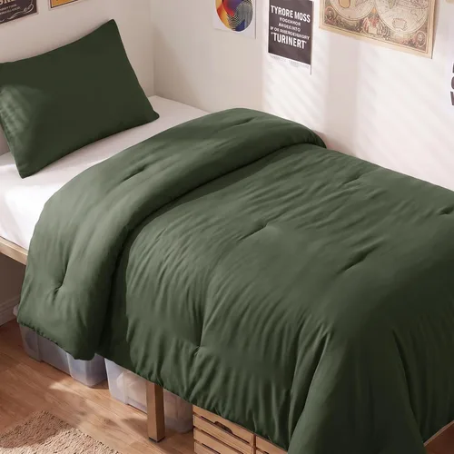 Vista 50 de CozyLux - Juego de edredón beige tamaño individual/individual XL, 2 piezas de juego de cama extra largo sólido transpirable acolchado, juego de cama