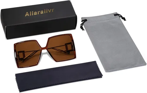 Vista 6 de Allarallvr Gafas de sol cuadradas de gran tamaño para mujer, gafas de sol Tetro de moda para mujer, gafas de sol AR82009