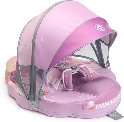 Vista 21 de Mambobaby Float Add Tail Flotador de natación para bebé/bebé con toldo, no inflable, sólido, mejorado, suave, impermeable, material de cuero