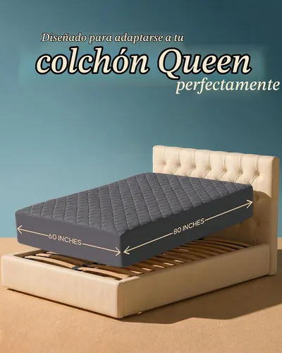 Vista 2 de Utopia Bedding - Cubrecolchón acolchado de forro polar, tamaño Queen, protector y cubierta de colchón elástico y ajustable que se estira hasta 16