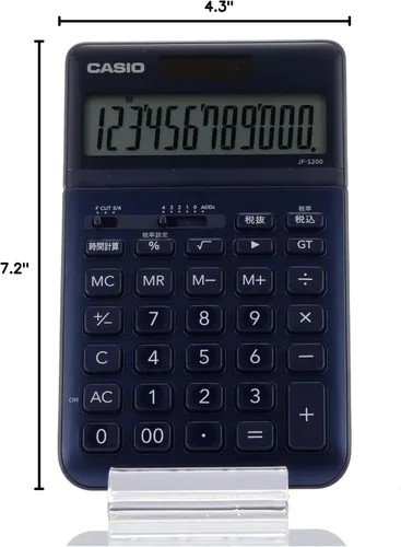 Vista 10 de Casio JF-S200-NY-N - Calculadora elegante, azul marino, 12 dígitos, solo tipo
