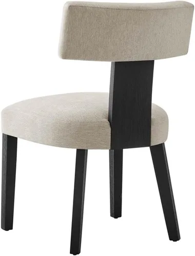 Vista 6 de Modway Nalani - Juego de 2 sillas de comedor sin brazos en tejido jaspeado negro marfil, sillas auxiliares contemporáneas con patas de madera