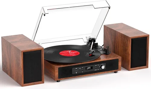 Vista 13 de Reproductor de discos de vinilo con 4+2 altavoces estéreo externos, negro