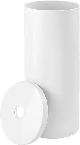 Vista 7 de mDesign - Organizador de papel higiénico de pie para piso con cubierta, almacenamiento de 3 rollos de papel de seda para ahorrar espacio para baño
