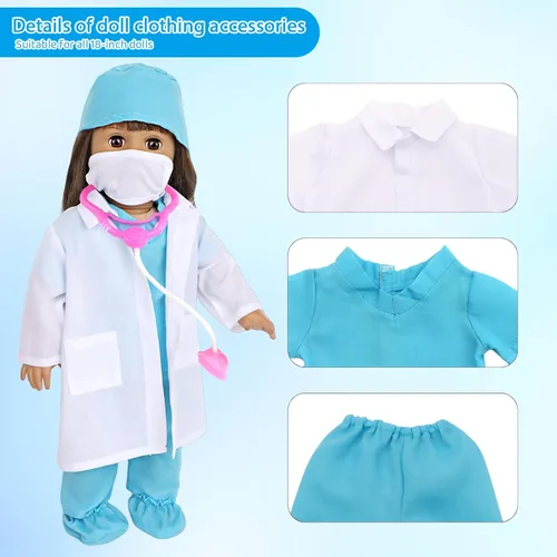 Vista 7 de MSYO Juego médico de 18 pulgadas con bata blanca, herramientas quirúrgicas y quirúrgicas, disfraz de juego de rol para niños de 3 a 12 años, se