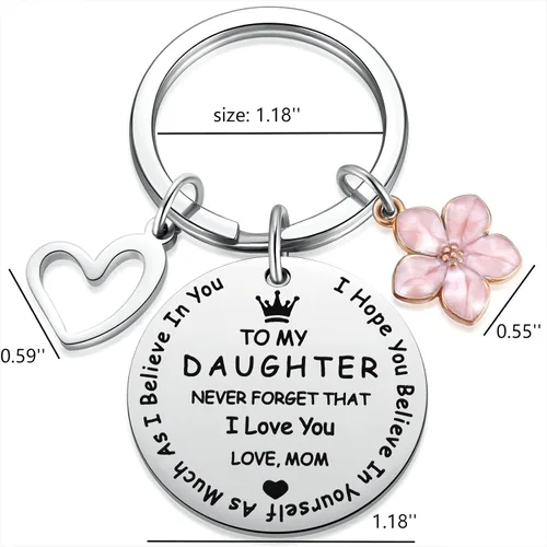 Vista 6 de Llavero con texto en inglés "To My Daughter", regalo de graduación inspiradora para hijas de mamá, dulce 16, 18 y 21 cumpleaños, llavero con texto