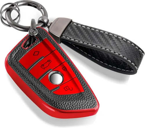 Vista 16 de para BMW Funda para Llavero con Cuerda Trenzada Metálica, Funda de TPU Suave con Superficie Granulada en Forma de Hoja Mejorada para Nueva Carcasa