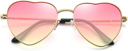 Vista 9 de Dollger - Lentes de sol de corazón, marco fino de metal, precioso, estilo corazón, para mujeres, rosa, 55