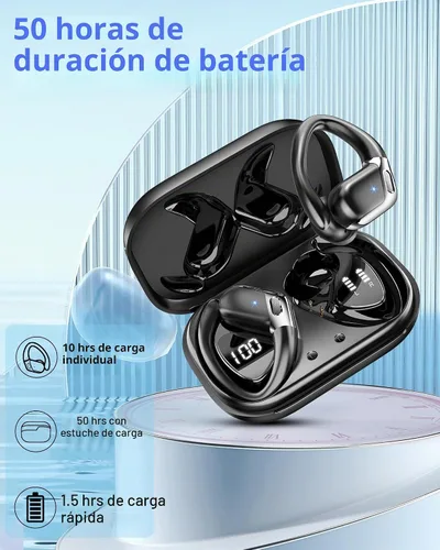 Vista 5 de Auriculares inalámbricos, Bluetooth 5.4 2026 deportivos, auriculares Bluetooth con micrófono ENC con cancelación de ruido, auriculares inalámbricos
