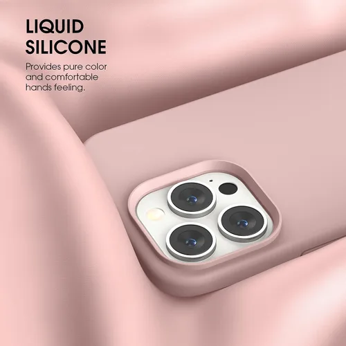 Vista 4 de Funda compatible con iPhone 13 Pro 2021, silicona líquida de gel suave de goma de 3 capas de cobertura completa
