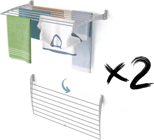 Vista 19 de foxydry Rejilla de secado plegable para montar en la pared, plegable que ahorra espacio, 24 pulgadas Negro - Cerrando