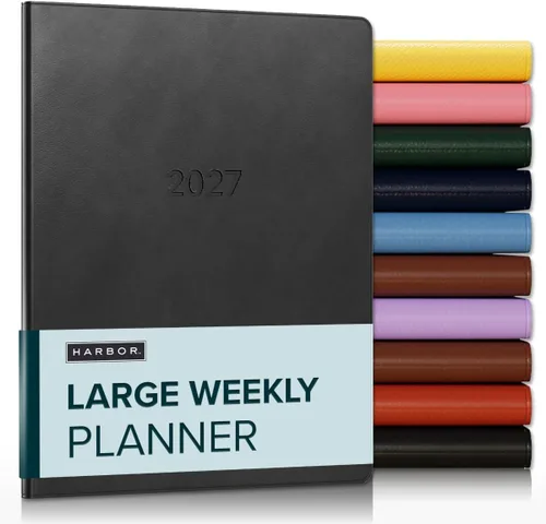 Vista 88 de Harbor Agenda semanal y mensual grande 2025-2026 – Agenda con calendario y cuaderno, piel sintética duradera, 192 páginas, tapa blanda