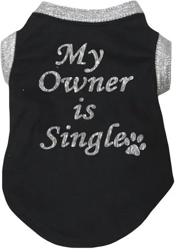 Vista 3 de Petitebella My Owner is Single Puppy - Camisa para perro (negro/morado, XS)