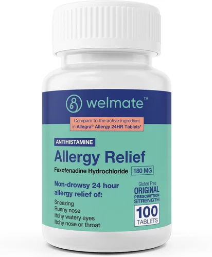 Vista 6 de WELMATE - Alivio de Alergia - Hidrocloruro de Fexofenadina 180 mg - Antihistamínico Sin Somnolencia de 24 Horas - Estornudos - Secreción Nasal