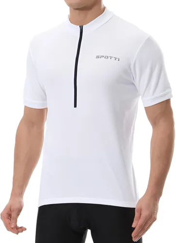 Vista 22 de Spotti Playera de manga corta para ciclismo de hombre con 3 bolsillos traseros, transpirable, secado rápido