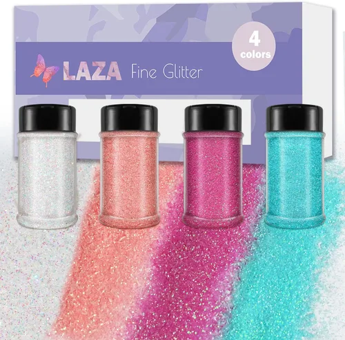 Vista 10 de Laza Polvo de Purpurina Ultra Fino, 4 Colores 320ml Purpurina para Manualidades Lentejuelas, Purpurina Extra Fina Violeta Amethyst PET para Resina