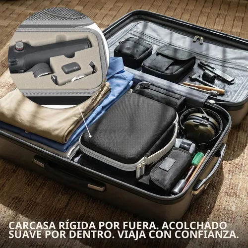 Vista 6 de Comecase Osmo Mobile 8/7P - Funda compatible con DJI OM 8/OM 7 Pro/7 Gimbal Stabilizer, bolsa de viaje con bolsillo de malla y acolchado de esponja