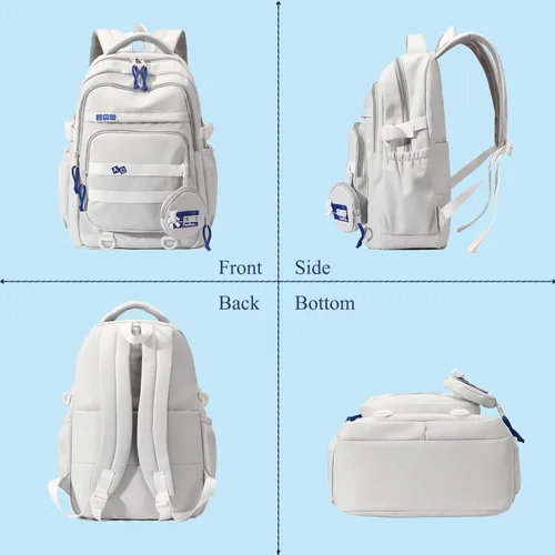 Vista 5 de YJMKOI Mochila para niños y niñas, para escuela media, escuela primaria, mochila estética para adolescentes y niños, A-Negro, Classic