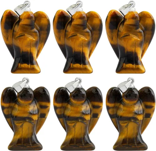 Vista 5 de TUMBEELLUWA 4 collares con colgante de piedra de cristal natural para mujer, colgantes de piedra de cuarzo curativo Reiki a granel con cadenas