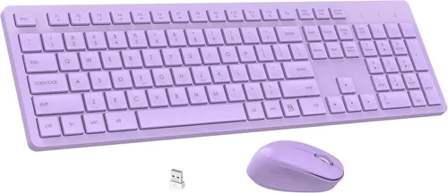 Vista 8 de LeadsaiL Combo de teclado y mouse inalámbricos, teclado ergonómico de tamaño completo para computadora, teclado inalámbrico de 2.4GHz, mouse