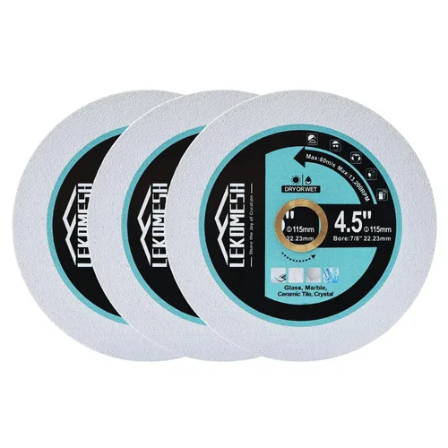 Vista 7 de Disco de corte de vidrio de diamante, 3 piezas de hoja de sierra de rueda de corte de 3 pulgadas/2.953 in con eje de 3/8 pulgadas (0.394 in)