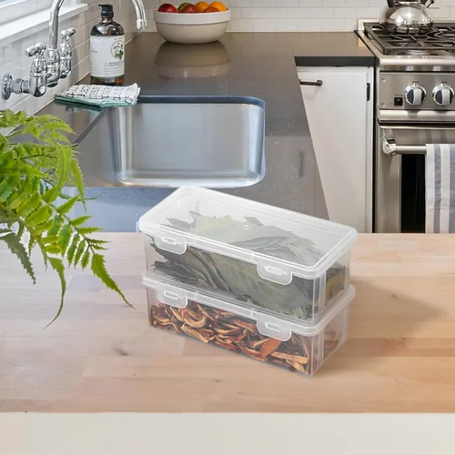 Vista 3 de Angoily Contenedor cuadrado de almacenamiento de alimentos, contenedor de plástico transparente hermético para alimentos, caja de pan tostada